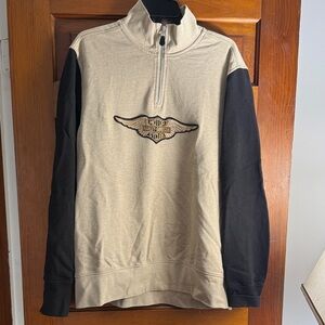 Harley-Davidson Men's Zip-Up Sweater in Beige and Black